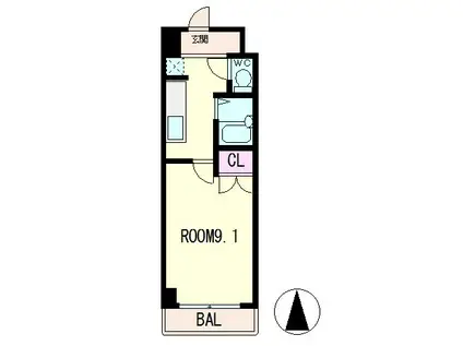 アートプラザ光(1K/4階)の間取り写真