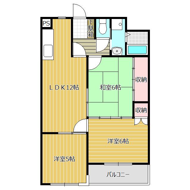 ルミエール千代田(3LDK/2階)の間取り写真