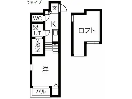スカイヴィラージュ八田(1K/1階)の間取り写真