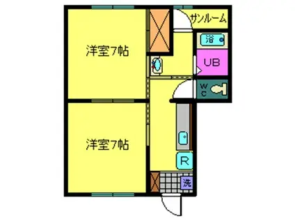 シャレー加賀(2K/2階)の間取り写真
