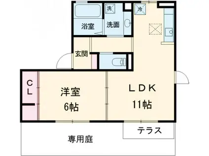 セジュール松泉II(1LDK/1階)の間取り写真