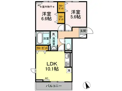 D-ROOMエマ(2LDK/2階)の間取り写真