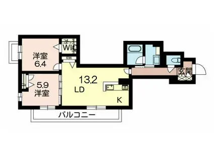 シャーメゾンサカイパークス2(2LDK/2階)の間取り写真