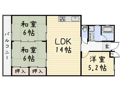 サンシティ三萩野(3LDK/4階)の間取り写真
