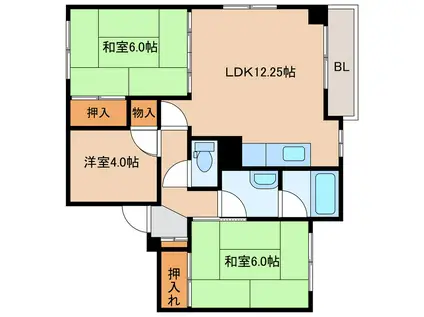 ポートビュー函館(3LDK/3階)の間取り写真