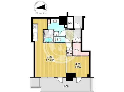 シエリアタワー大阪堀江(1LDK/17階)の間取り写真