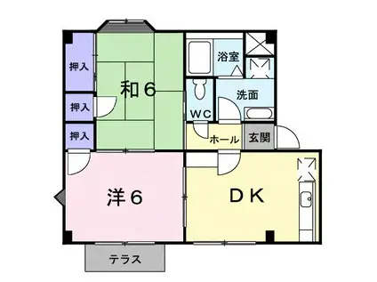コーポ東町 A(2DK/1階)の間取り写真
