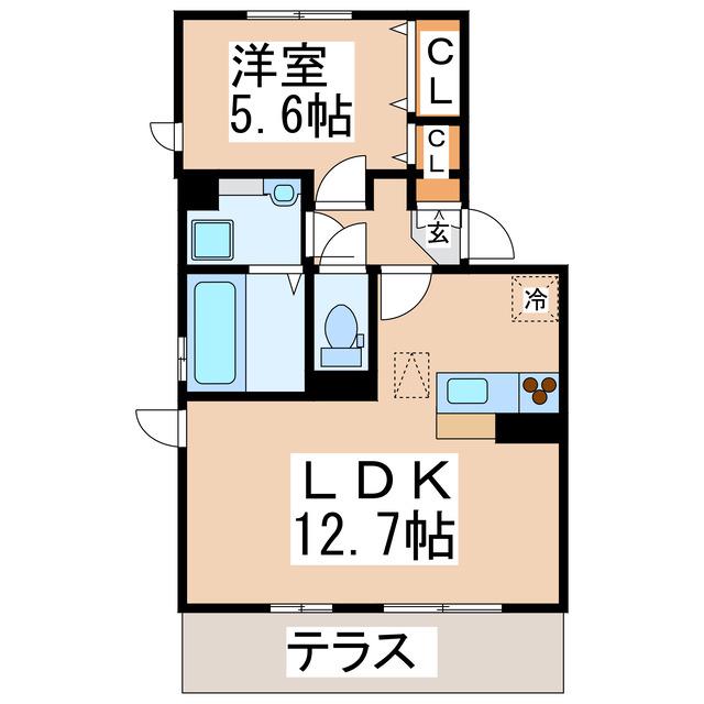 グランドヴィラ B棟(1LDK/1階)の間取り写真