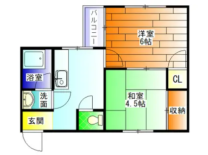 コーポ衣掛(2DK/4階)の間取り写真
