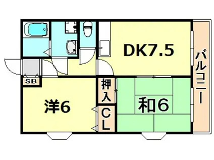 ロイヤル丸山(2DK/2階)の間取り写真
