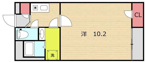 FAST HILLS 日ノ出町(1K/1階)の間取り写真