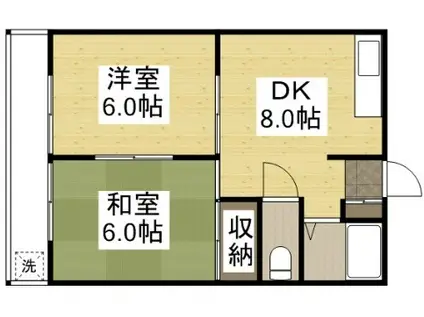 ハイツクレア(2DK/3階)の間取り写真