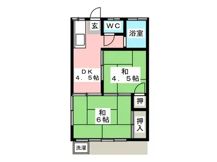 フラワーハイツ(2DK/1階)の間取り写真