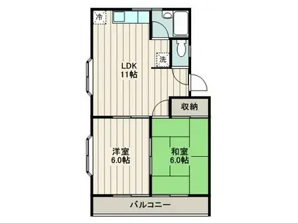 クレスト向原(2LDK/2階)の間取り写真