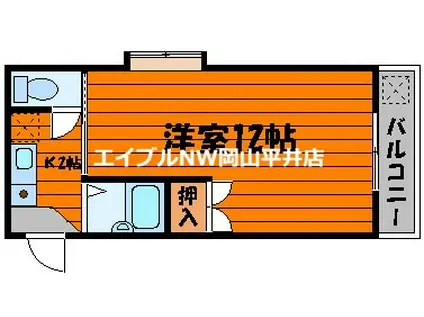 ラ・ヴィータ西市(1K/4階)の間取り写真