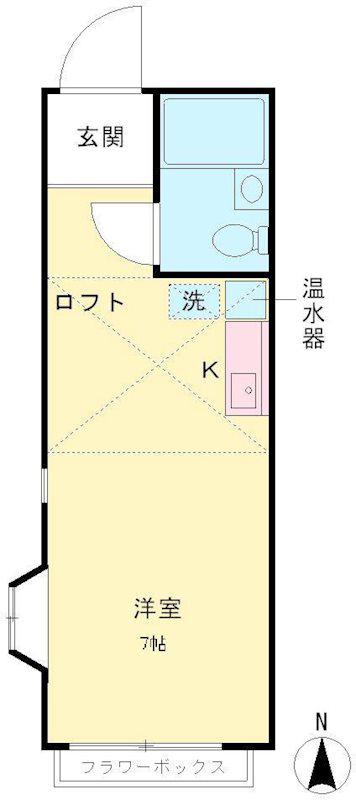 さくらヴィレッジ調布(ワンルーム/2階)の間取り写真