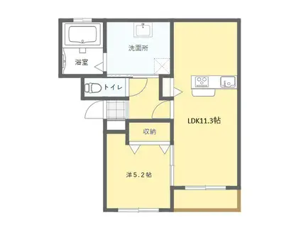 ランドパレス芳賀(1LDK/3階)の間取り写真