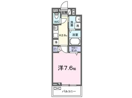 メルヴェーユ七里(1K/2階)の間取り写真