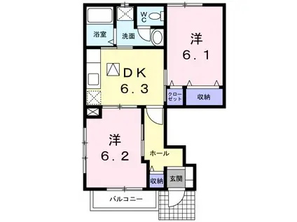 プレアヴェニュ-A(2DK/1階)の間取り写真