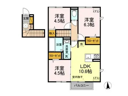 セレーノ真鍋(3LDK/2階)の間取り写真