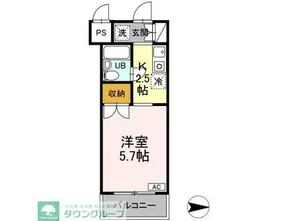 ジュネス西生田(1K/5階)の間取り写真