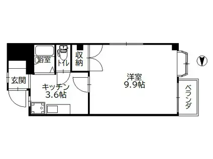 グリーンハイツII(1K/2階)の間取り写真