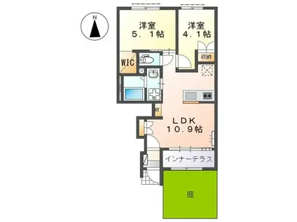 プランドール 慶(2LDK/1階)の間取り写真