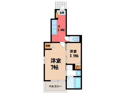 メゾン ファミールI(1SK/1階)の間取り写真