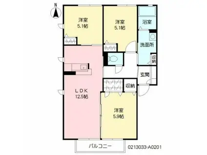 ネオファミール新鳥栖(3LDK/2階)の間取り写真