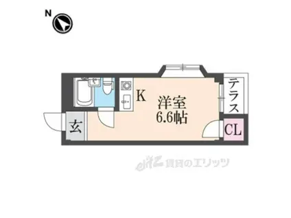アパートメント寝屋川2(ワンルーム/1階)の間取り写真