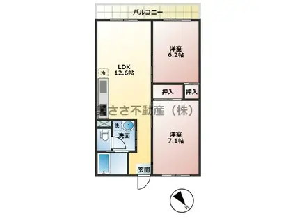 CASA MG-1(2LDK/3階)の間取り写真