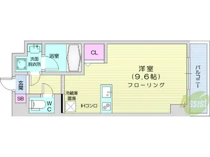 グランシェーヌ八幡(ワンルーム/5階)の間取り写真