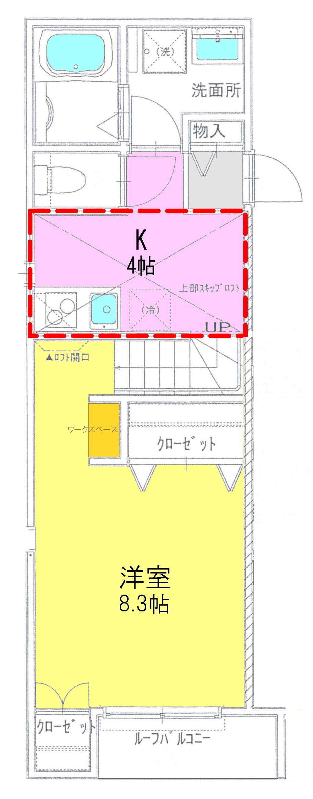 ベルフィールド(1K/2階)の間取り写真