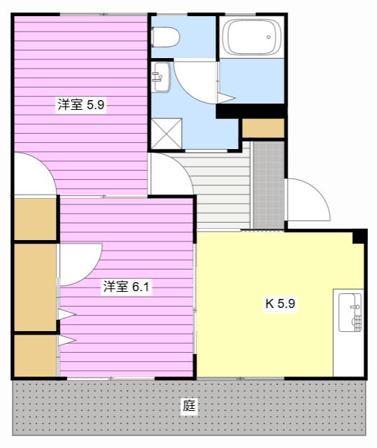 ブライトハウス(2K/1階)の間取り写真