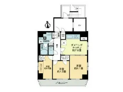 グランマーチ芝公園(3DK/13階)の間取り写真