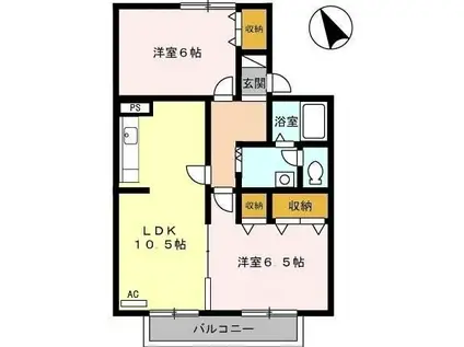 セジュール24 B(2LDK/2階)の間取り写真