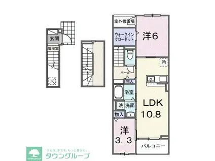 グラン・シャトー武蔵嵐山B(2LDK/3階)の間取り写真