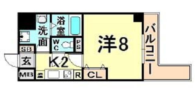 シティフラット尼崎(1K/6階)の間取り写真