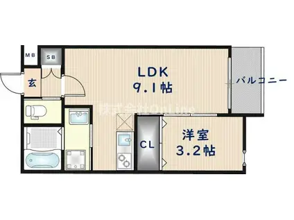 SANCTUARY TERRACE(1LDK/1階)の間取り写真