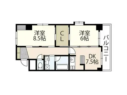 アティール観音(2DK/5階)の間取り写真