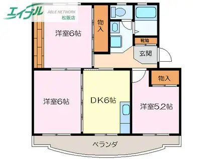 ファミリー久保山 II(3DK/1階)の間取り写真
