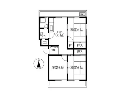 中筋マンション(3DK/2階)の間取り写真