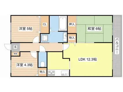 モン・シェリ マ・シェリ(3LDK/1階)の間取り写真