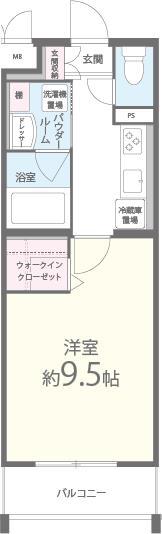 ビジュドゥメール(1K/2階)の間取り写真