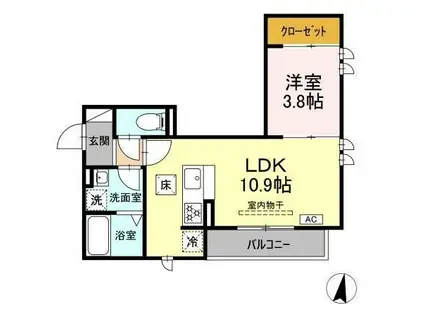 D-CRINUM 下土狩(1LDK/3階)の間取り写真