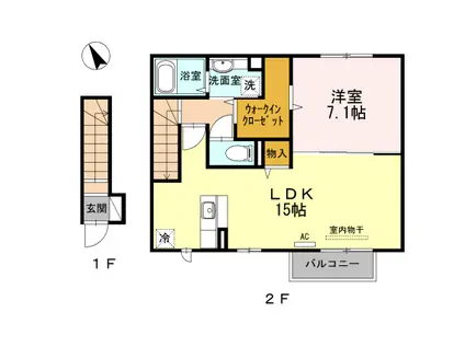 メゾンブランシュ(1LDK/2階)の間取り写真