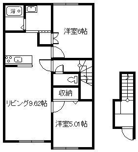キューブVIII(2LDK/2階)の間取り写真