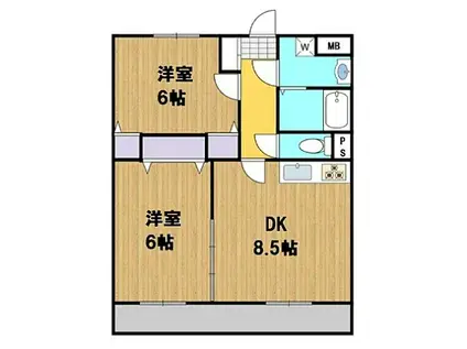 あんずマンション(2DK/2階)の間取り写真