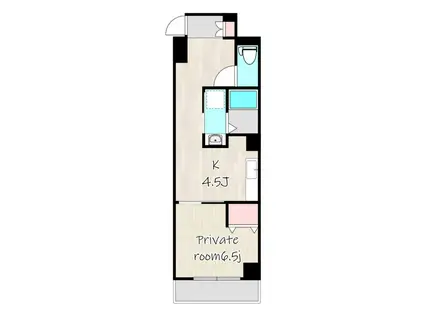 BLISS下荒田(1K/2階)の間取り写真