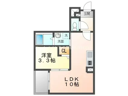 JACK FUNAMACHI I(1LDK/1階)の間取り写真